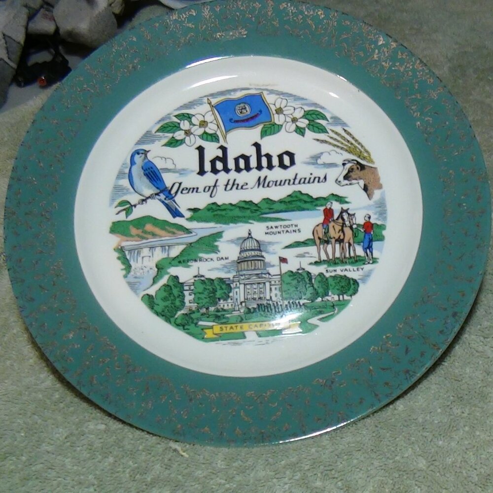 Idaho State Plate Gem Of Mountains Vintage 1956 Souvenir Homer Laughlin B 56 N 8